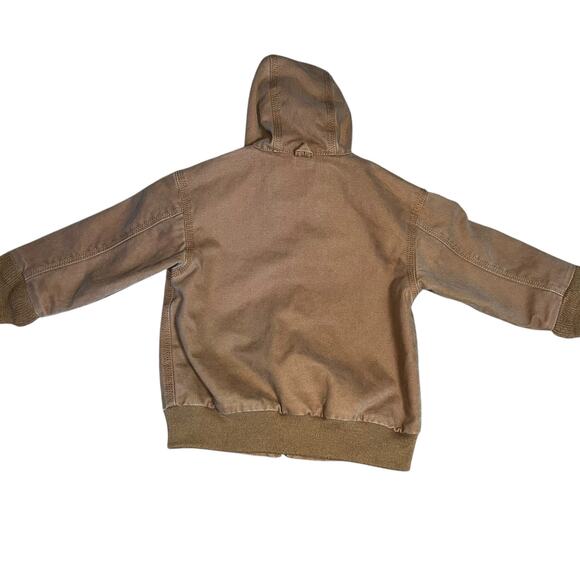 Vintage Walls Kids Hooded Canvas Jacket Brown Duck Work Coat Red Lining large - Picture 3 of 11